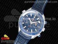 Planet Ocean Master Chronometer OMF SS Blue LiquidMetal on Blue Leather Strap A9900 (Black Balance Wheel) V2