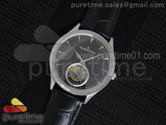 Master Ultra Thin Tourbillon SS Black Dial on Black Leather Strap