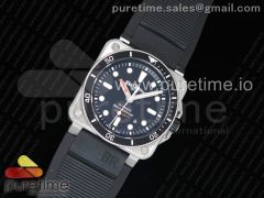 BR 03-92 Diver SS OXF 1:1 Best Edition Black Dial on Rubber Strap MIYOTA 9015 (Free Leather)