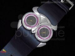 Owl Ladies SS Black Dial on Black Leather Strap Jap Quartz