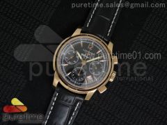 Saint-Imier Chrono RG Black Dial on Black Leather Strap A7750