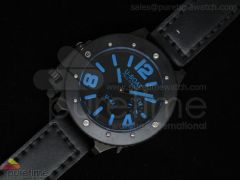 U42 PVD Black Dial Blue Mark on Black Leather Strap 52mm A6497