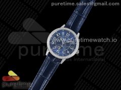 Rendez-Vous Night & Day SS GF 1:1 Best Edition Blue Dial Diamonds Bezel on Blue Leather Strap A898