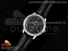 De Ville Date SS MKF 1:1 Best Edition Black Dial on Black Leather Strap A8800