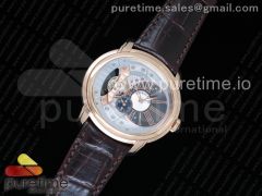 Millennium Series 15350 RG V9F 1:1 Best Edition Skeleton Gray/White Dial on Dark Brown Leather Strap A4101