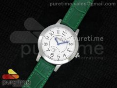 Rendez-Vous SS White Textured Dial on Green Leather Strap Ronda Quartz