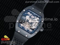 RM027 Real Tourbillon EURF Best Edition Skeleton Dial on Black Rubber Strap