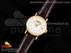 Calatrava 5153 YG ZF 1:1 Best Edition White Dial on Brown Leather Strap A324CS