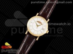 Calatrava 5153 YG ZF 1:1 Best Edition White Dial on Brown Leather Strap A324CS