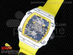 RM027-02 Rafael Nadal White Forge Carbon Yellow Bezel Skeleton Dial on Yellow Nylon Strap 6T51