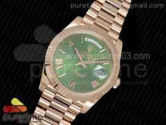 Day-Date 40 228235 RG Noob 1:1 Best Edition Green Dial Roman Markers on RG President Bracelet A3255