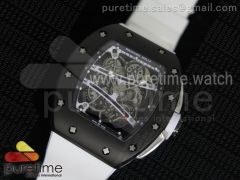RM061 PVD RMF White Inner Bezel Skeleton Dial on White Rubber Strap MIYOTA9015