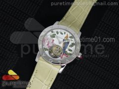 I Giardini Di Bulgari Tourbillon SS Parrot Dial on Beige Croco Strap