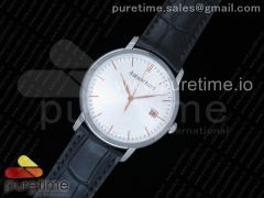 Jules Audemars Date 39mm SS White Dial Gold Markers on Black Leather Strap MIYOTA 9015