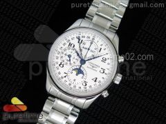 Master Moonphase Chronograph SS YLF 1:1 Best Edition White Dial on SS Bracelet A7751