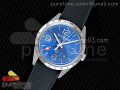 BR 123 GMT 24H SS Blue Dial on Black Rubber Strap A2836