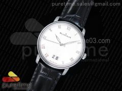 Villeret Grande Date SS White Dial on Black Leather Strap A6950