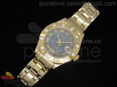 DateJust 35mm YG Black MOP Dial Diamond Bezel on YG Bracelet