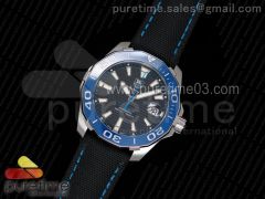 AquaRacer Calibre 5 SS Blue Ceramic Bezel V6F 1:1 Best Edition Black Dial on Black Nylon Strap A2824