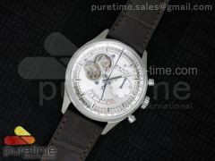 El Primero SS AXF Silver Dial on Black Leather Strap Asian Manual Winding Chronograph Movement