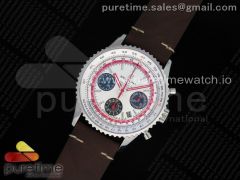 Navitimer B01 Chronograph 43 TWA Editioin SS OXF White Dial Steel Markers on Brown Leather Strap A7750