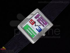 Infinity SS White Dial Multi-colored Numeral Markers on Black Leather Strap Jap Quartz
