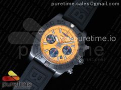 Chronomat 44mm Blacksteel GF 1:1 Special Edition Yellow Dial on Black Rubber Strap A7750