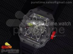 RM 035 Forge Carbon Black Inner Bezel Skeleton Dial on Black Rubber Strap MIYOTA9015