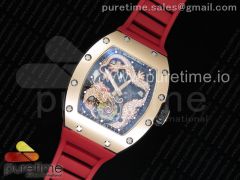 RM057 Tourbillon RG Dragon Dial on Red Rubber Strap