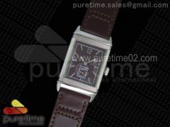 Reverso Ultra Thin Duoface SS Brown Dial Stick Markers on Brown Leather Strap Ronda Quartz