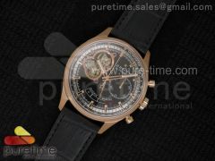 El Primero RG AXF Black Dial on Black Leather Strap Asian Manual Winding Chronograph Movement