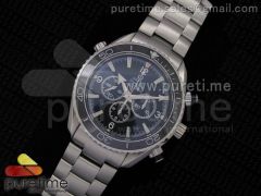 Seamaster Planet Ocean Chrono 45mm SS Black Dial Silver Markers on SS Bracelet A7750