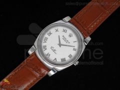 Cellini SS White Roman Dial Brown Leather Strap Swiss Quartz