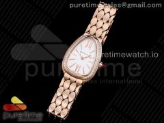 Serpenti Seduttori Watch RG BVF 1:1 Best Edition White Dial Diamonds Bezel on RG Bracelet ETA Quartz