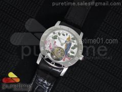 I Giardini Di Bulgari Tourbillon SS Parrot Dial on Black Croco Strap