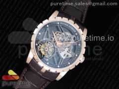 Excalibur Rddbex0392 RG BBR Best Edition Skeleton Dial on Brown Leather Strap A2136 Tourbillon