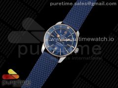 SuperOcean Heritage ii 42mm SS/RG GF 1:1 Best Edition Blue Dial on Blue Rubber Strap A2824 V2