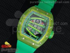 RM 059 Yohan Blake Green Inner Bezel Skeleton Dial on Green Rubber Strap 6T51