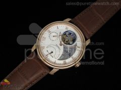 Carrousel Tourbillon YG White Dial Brown Leather Strap