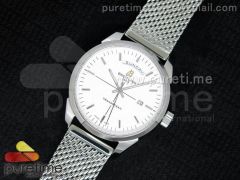 TransOcean SS 44mm White Dial on SS Mesh Bracelet A2824