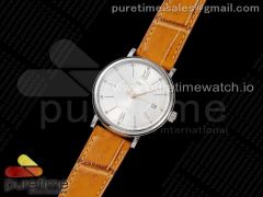 Portofino 37mm SS V7F 1:1 Best Edition White Dial on Light Brown Leather Strap A2892
