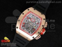 RM011-FM (Felipe Massa) Flyback Chrono RG Skeleton Dial Red Inner Bezel on Black Rubber Strap A7750