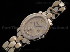 Happy Sport Oval SS Diamond Dial Diamond Bezel on Bracelet