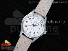 Mark XVIII IW327012 SS M+F 1:1 Best Edition White Dial on White Nylon Strap A35111 (Free Nylon Strap)