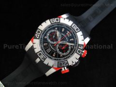 Chronoexcel 1:1 Ultimate Edition Red SS Black Dial on Black Rubber Strap
