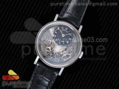 Tradition 7057BB/G9/9W6 SS Real PR SF 1:1 Best Edition Black Skeleton Dial on Black Leather Strap A507