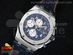 Royal Oak Offshore 2014 "Navy" JF 1:1 Best Edition Blue Theme on Blue Leather Strap A7750 (Free Blue Rubber Strap)
