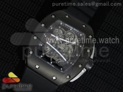 RM061 PVD RMF Black Inner Bezel Skeleton Dial on Black Rubber Strap MIYOTA9015