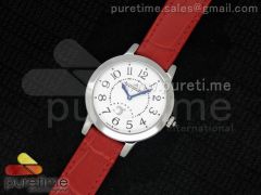 Rendez-Vous SS White Textured Dial on Red Leather Strap Ronda Quartz