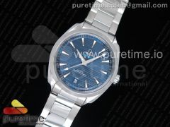 Aqua Terra 150M Master Chronometers VSF 1:1 Best Edition Deep Blue Dial Silver Hand on SS Bracelet A8900 Super Clone (2 Straps)